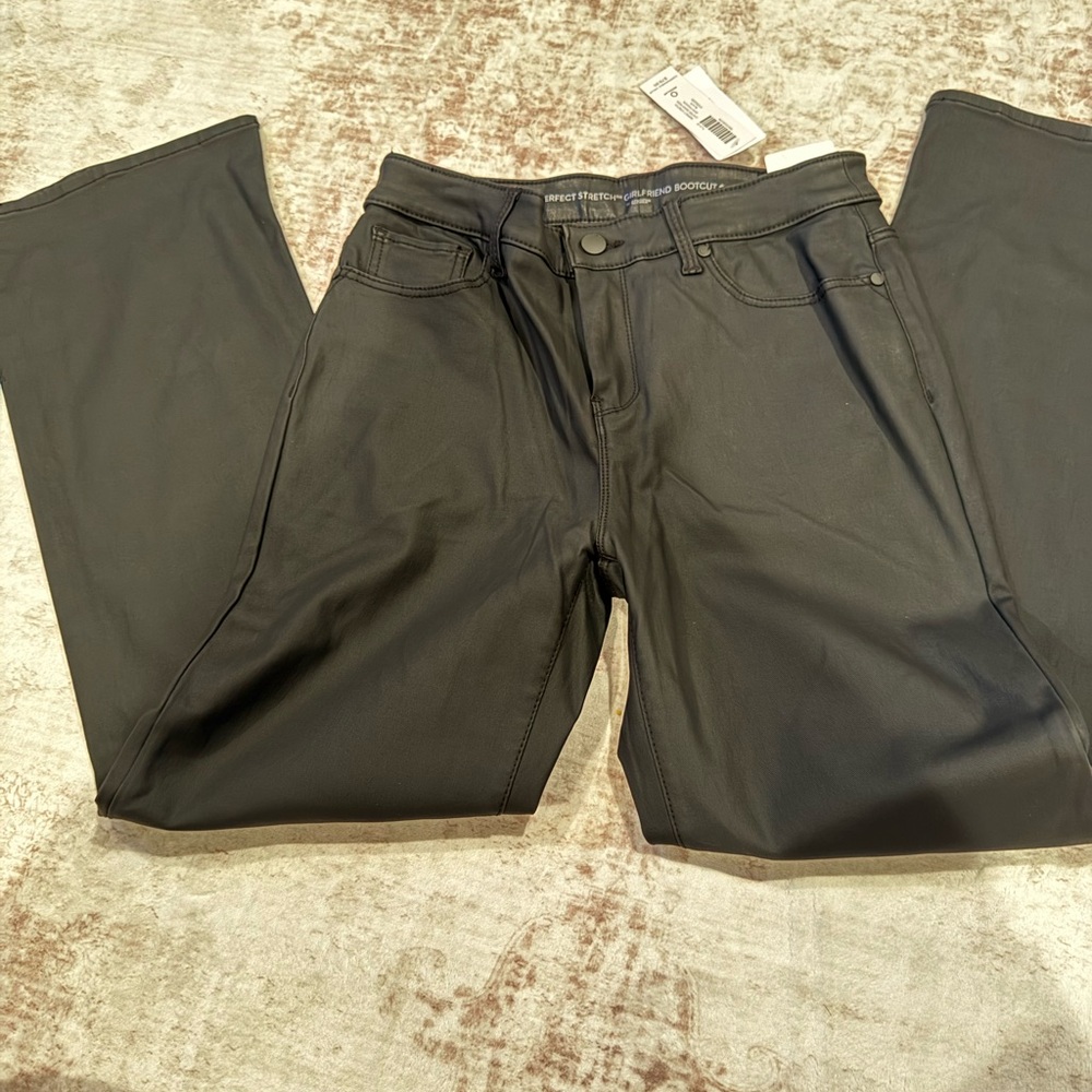 Chico's Black Coated/Waxed Perfect Stretch Girlfriend Bootcut Jeans Size 0/4